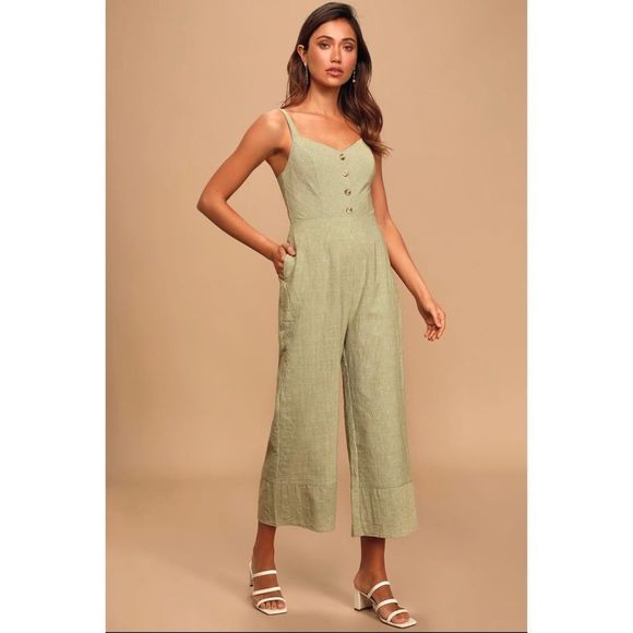 Lulus Pants - Green striped lulus jumpsuit
